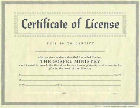 Free Minister License Certificate