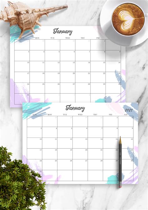 Free monthly calendar template