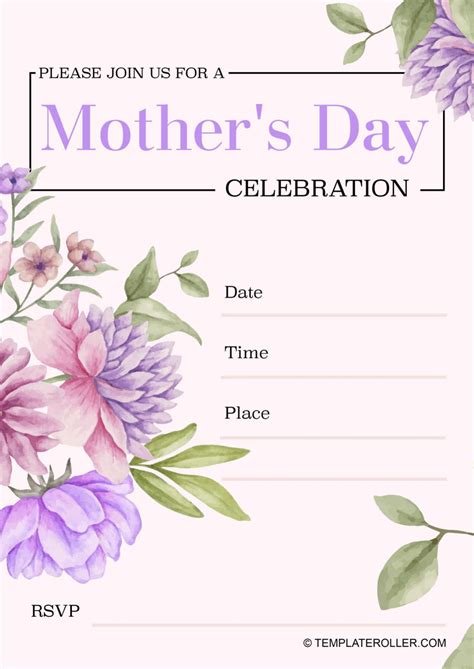 Free Mothers Day invitation templates