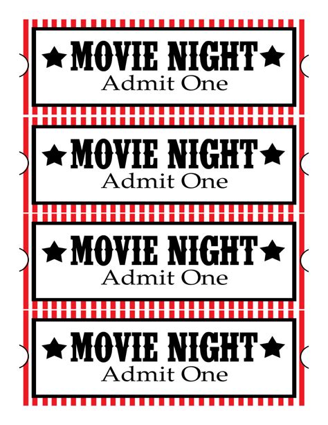 Free movie ticket printables