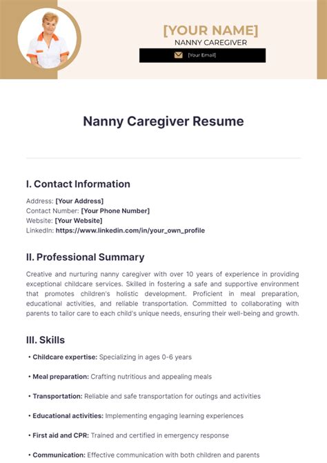 Free Nanny Resume Template Download