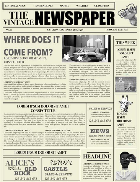 Free newspaper templates