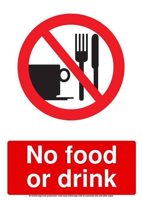 A printable no food or drink sign