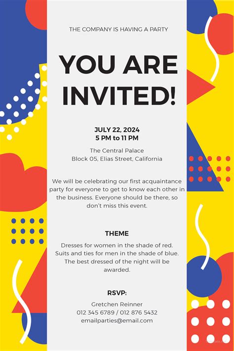 free party invitation templates for email