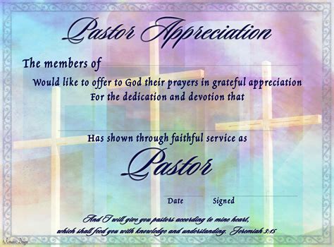 Free Pastor Appreciation Certificate Templates