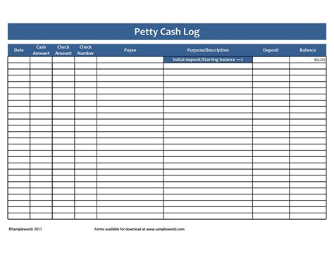 Free Petty Cash Template Excel