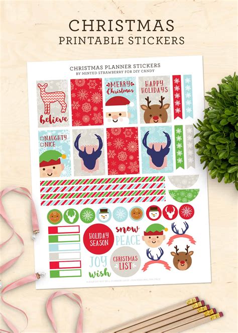 Christmas-themed free planner stickers printable designs