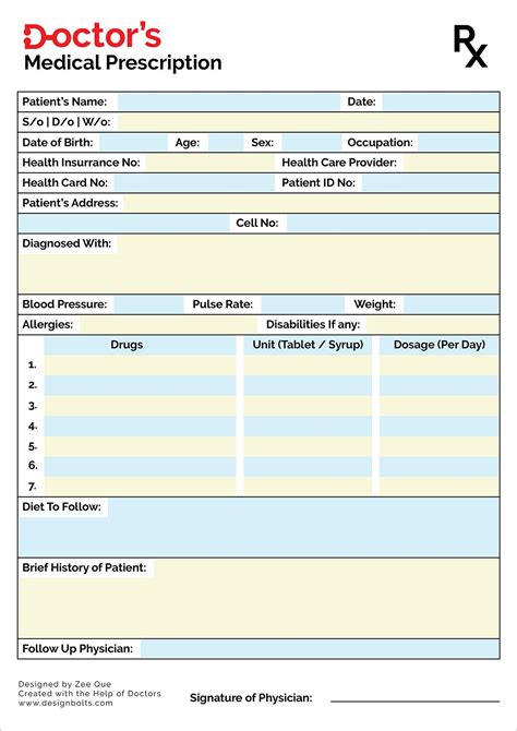 Free Prescription Pad Template