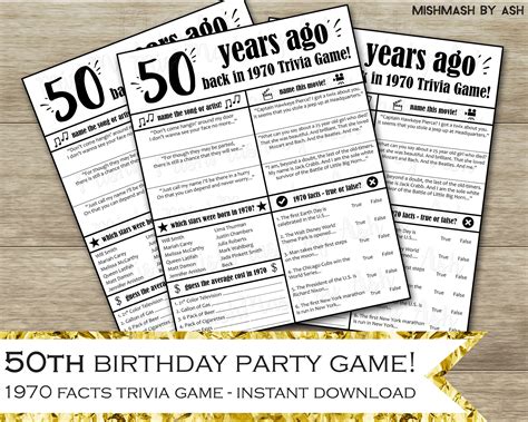 Free Printable 50th Birthday Games