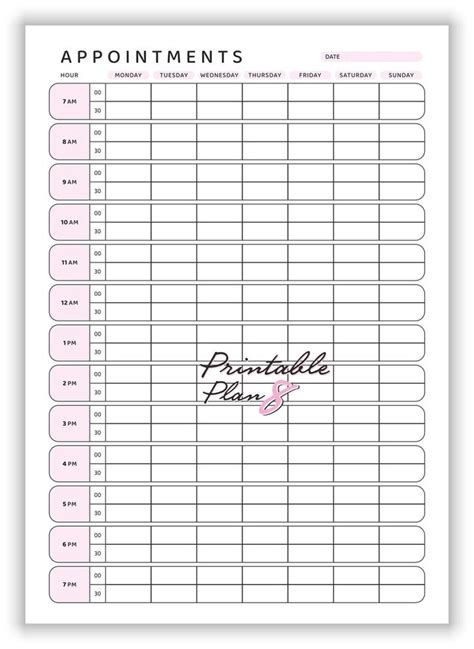 Free Printable Appointment Planner