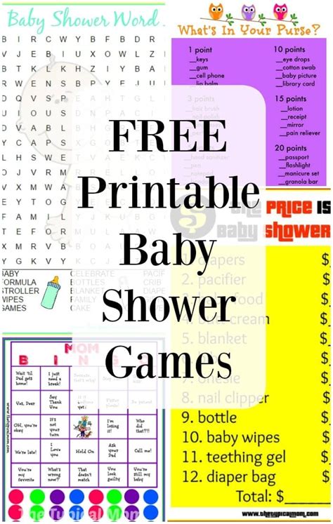 A sample of free printable baby shower games