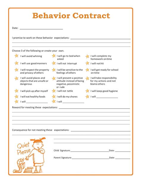 Free Printable Behavior Contracts