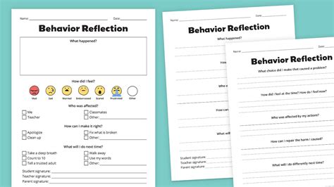 Free printable behavior reflection sheets for kids