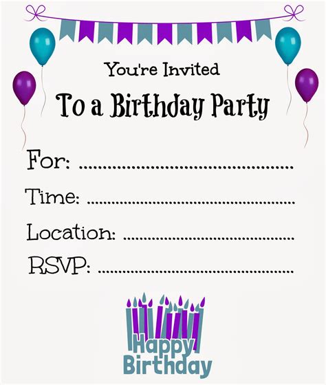 Free Printable Birthday Party Invitations