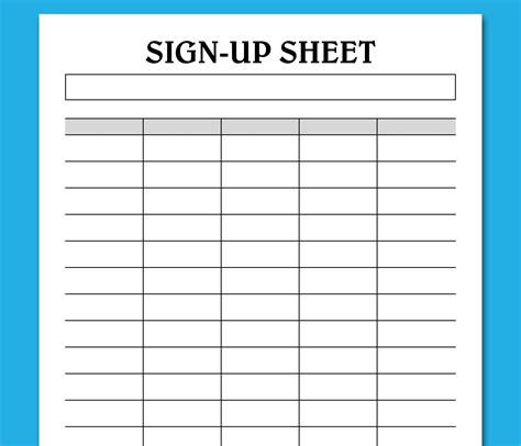 Free Printable Blank Sign Up Sheets Templates