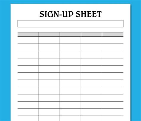 Free Printable Blank Sign Up Sheets Templates Example