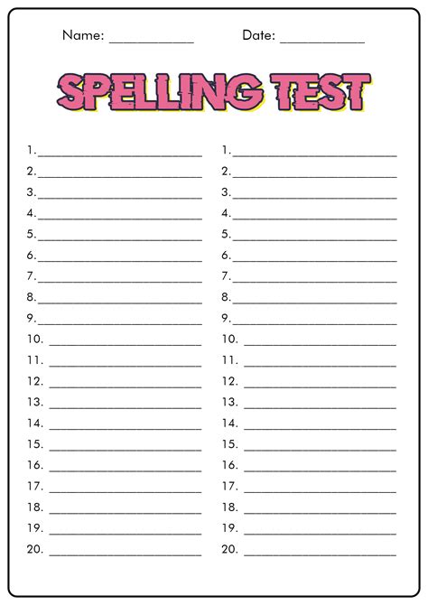 Free Printable Blank Spelling Worksheets for Grade 1