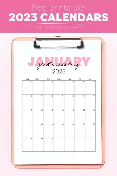 A cute free printable calendar with a pink design