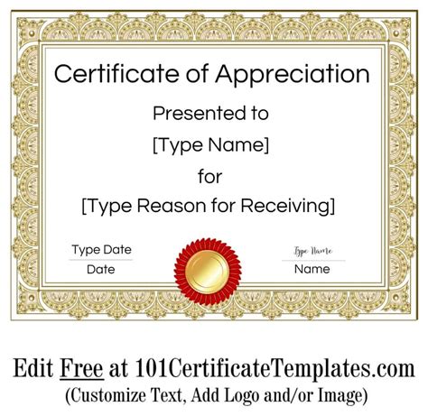 Free Printable Certificate of Appreciation