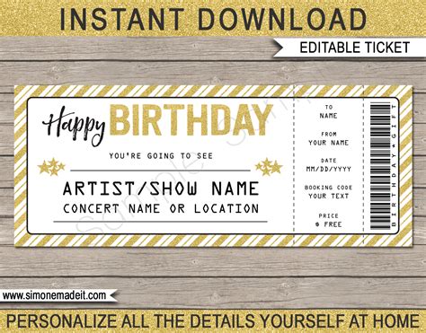 Free Printable Concert Ticket Templates