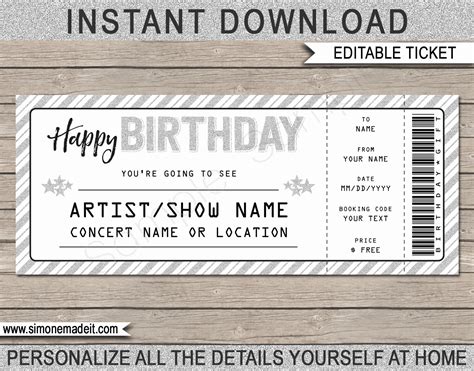 Free Printable Concert Ticket Templates