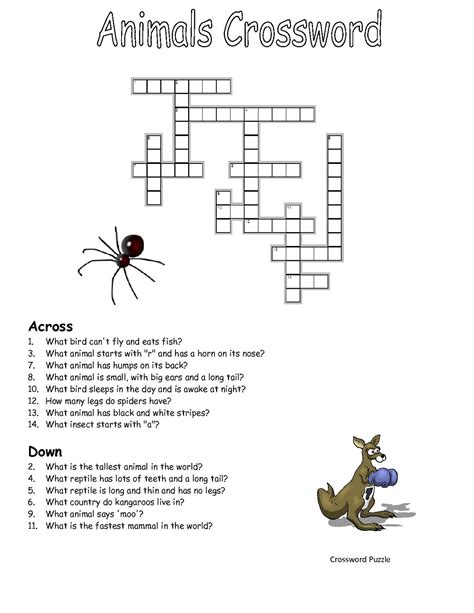 Free Printable Crossword Puzzles for 4th Graders