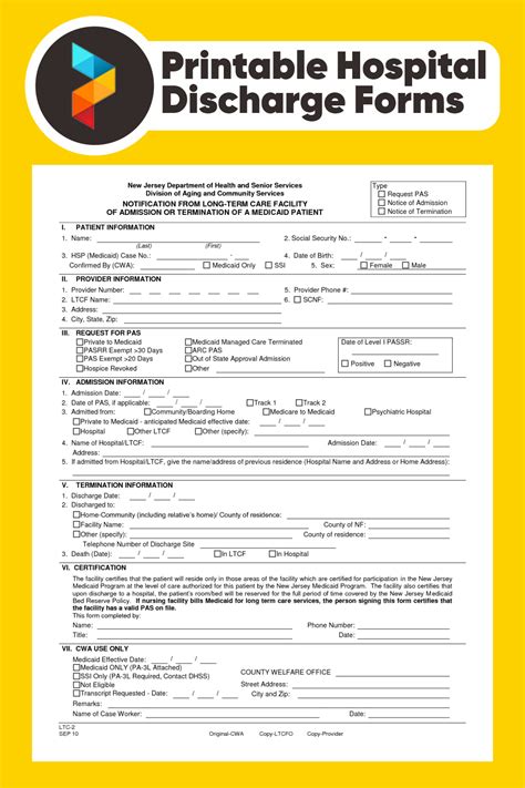 Free Printable Discharge Papers Example