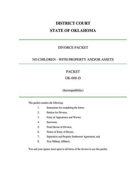 Free Printable Divorce Papers in Oklahoma