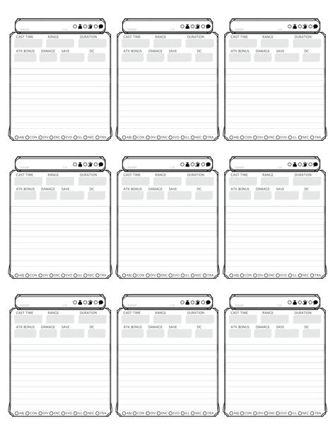 Free Printable DND Spell Cards