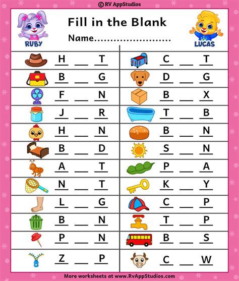 Free Printable Fill In The Blank Worksheet Templates