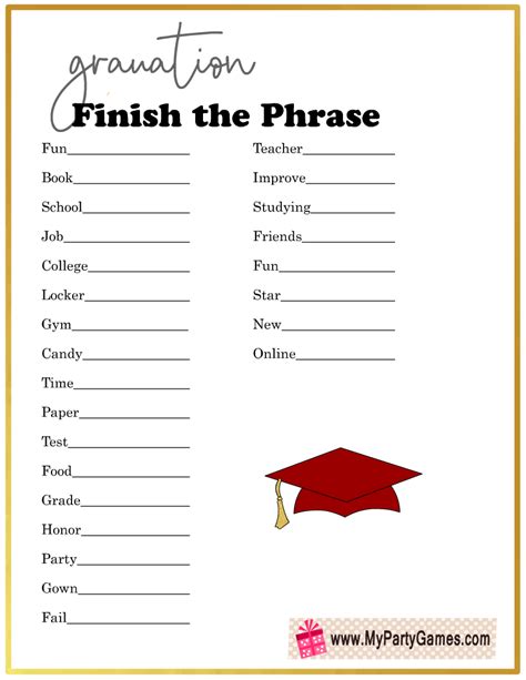 Free Printable Graduation Games