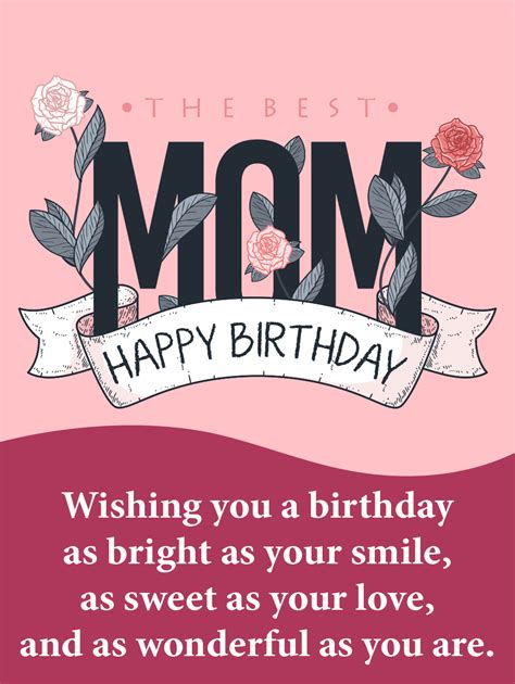 Free Printable Happy Birthday Mom Card for Mom