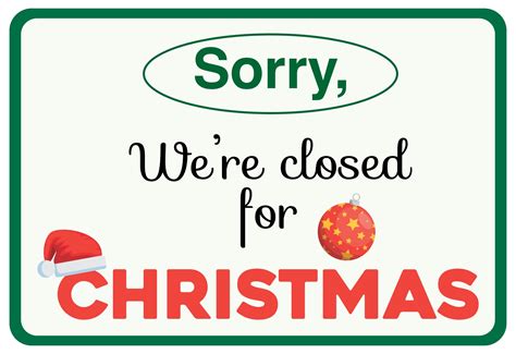 Free Printable Holiday Closed Signs