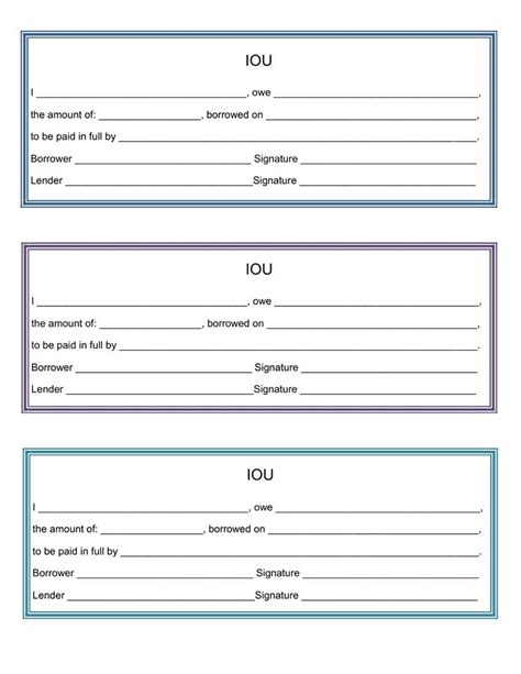 Free Printable IOU Templates