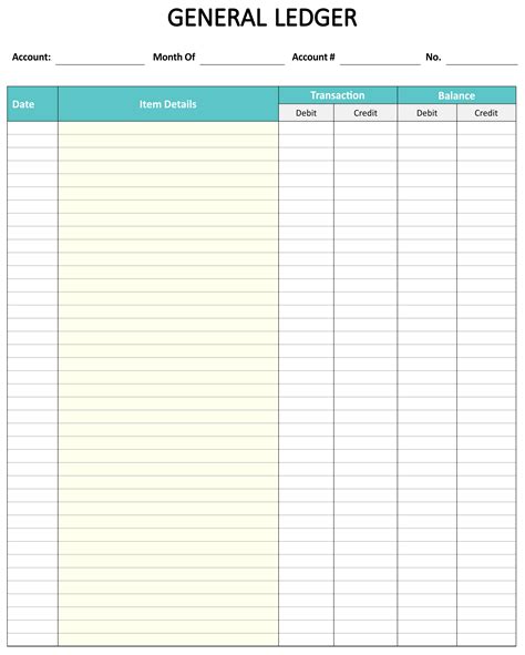 Free Printable Ledger Sheet Templates