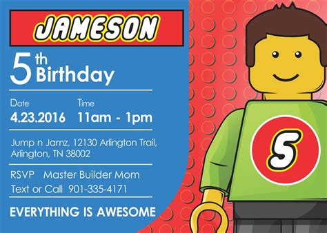 Free printable LEGO invitation templates in various styles and themes