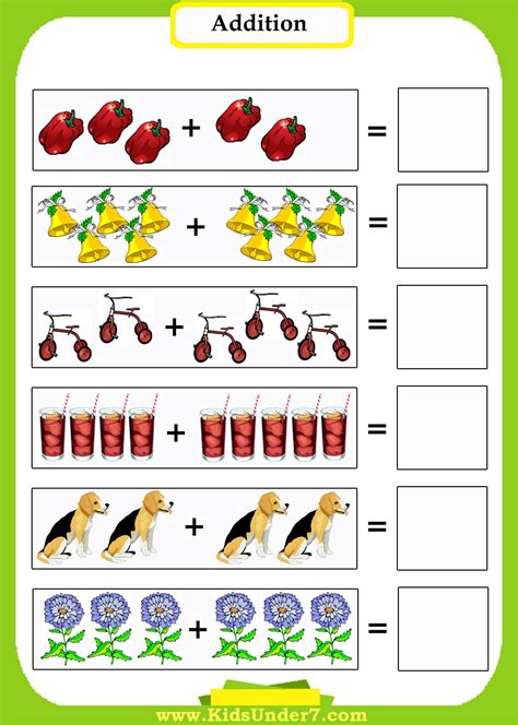 Free Printable Math Addition Worksheets for Kindergarten Kids