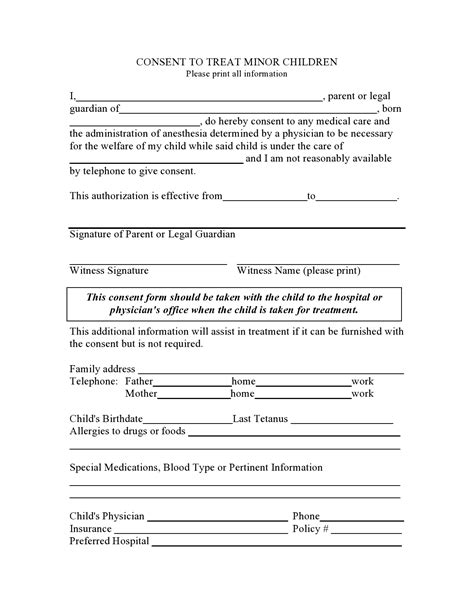 Free Printable Medical Consent Form