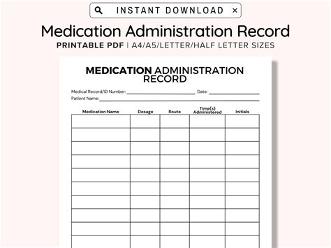 Free Printable Medication Administration Record Template Word Template