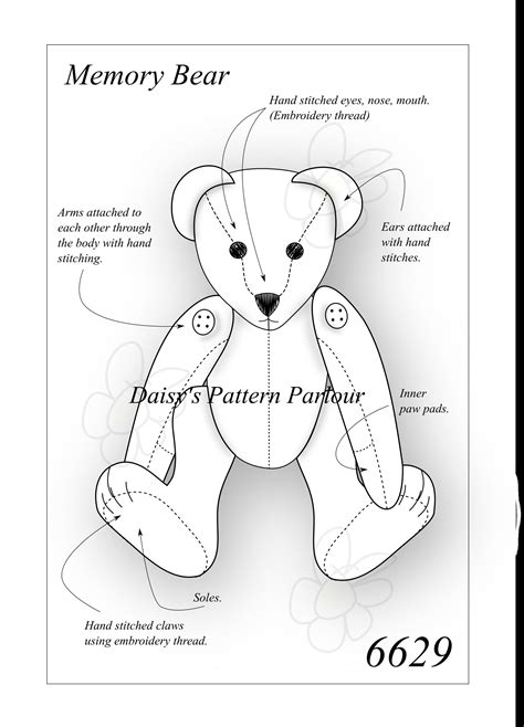 Free Printable Memory Teddy Bear Pattern Template