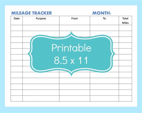 Free Printable Mileage Tracker 1