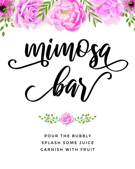 Free printable mimosa bar sign