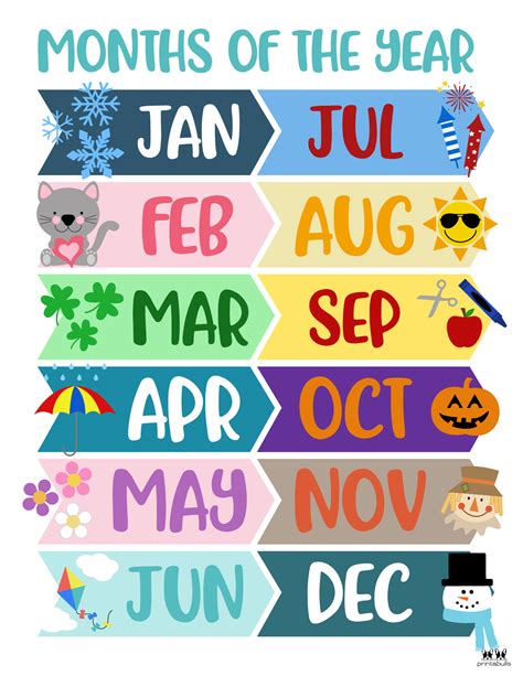 Free Printable Months of the Year