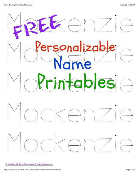 free printable name tracing templates for kids