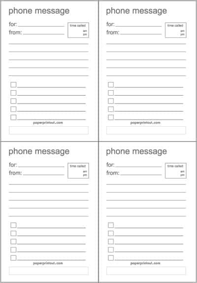 Free Printable Phone Message Template in Word