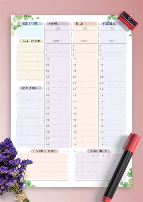 Free printable planner pages for organization