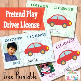 Free Printable Play Driver's License Template for Kids