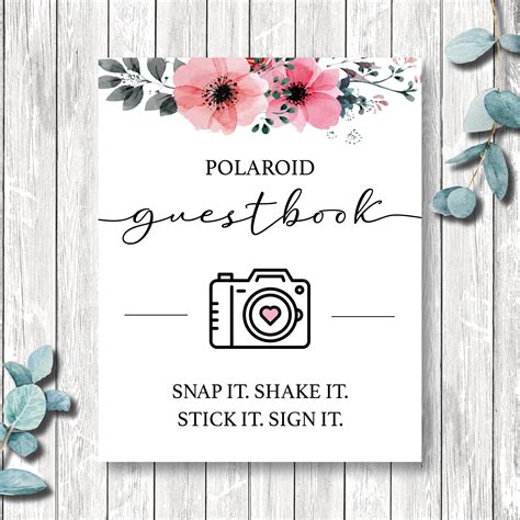 Free Printable Polaroid Guest Book Sign Template Gallery