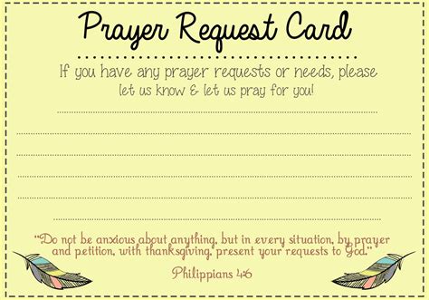 Free Printable Prayer Request Cards for Church Members