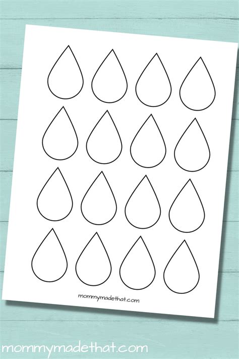 Free Printable Raindrop Template for Kids